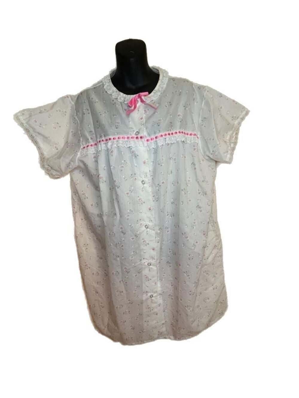 Private Moments Vintage Floral Eyelet Lace Button-Front Nightgown Size 2X